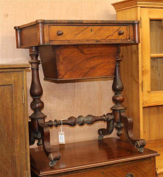 A Victorian walnut work table W.60cm